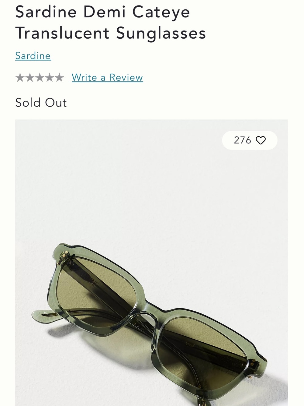 Translucent Cateye Sunglasses — Olive Green
